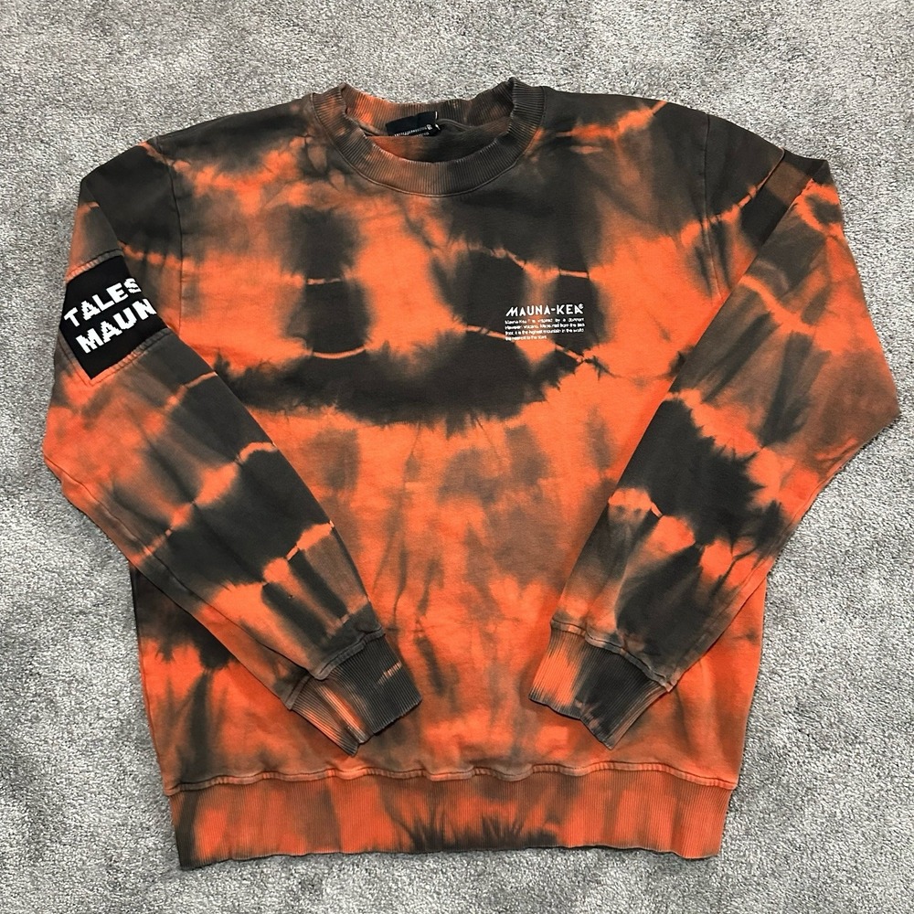 MAUNA KEA Sweatshirt Size Medium Logo Orange Tie Dye Round Collar Made in Italy